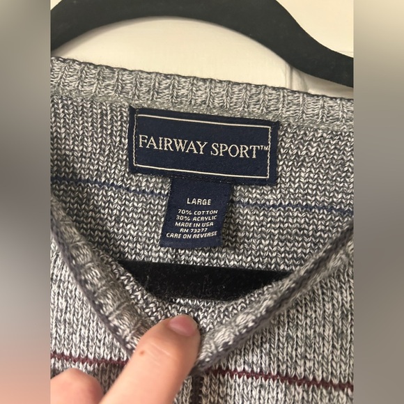 Fairway Sport Grey Plaid Golf Sweater, Size Large, Pullover - Picture 3 of 4